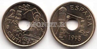 монета Испания 25 песет 1998 год Сеута