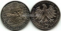 монета Германия 5 марок 1983 год 500 лет со дня рождения Мартина Лютера