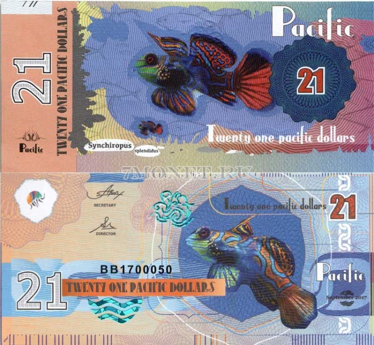 бона Тихий океан 21 доллар 2017 год Рыба Мандаринка