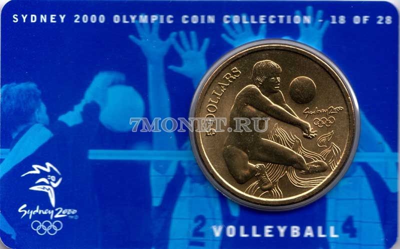 монета Австралия 5 долларов 2000 год Олимпийские игры в Сиднее - Волейбол, в буклете 18 из 28