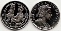 монета Остров Мэн 1 крона 2002 год золотой юбилей королевы Елизаветы