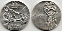 монета Финляндия 100 марок 1989 год Изобразительное искусство