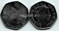 монета Великобритания 50 пенсов 2011 год Летние Олимпийские игры Лондон 2012 - настольный теннис (пинг-понг)