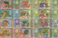 Индийский океан набор из 12-ти банкнот 13-24 долларов 2018 год Птицы и бабочки