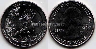 США 25 центов 2015D год штат Луизиана Национальный лес Кисатчи, 27-й
