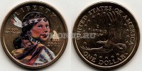 монета США 1 доллар 2002 год Сакагавея, эмаль
