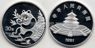Китай монетовидный жетон 1991 год панда PROOF