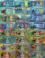 Индийский океан набор из 24-х банкнот 1-24 долларов 2017-2018 год Морские жители и Птицы и бабочки