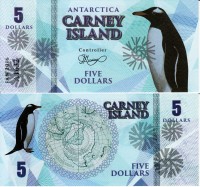 бона Остров Карней 5 долларов 2016 год Пингвин