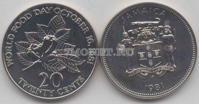 монета Ямайка 20 центов 1981 год