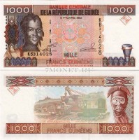 бона Гвинея 1000 франков 1998 год