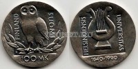 монета Финляндия 100 марок 1990 год 350 лет  основания Хельсинкского университета