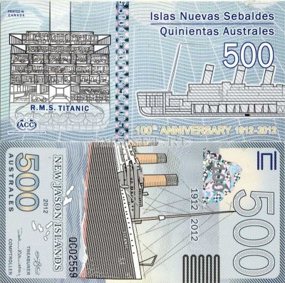 бона Острова Джейсона 500 аустрелей 2012 год Гибель парохода "Титаник"