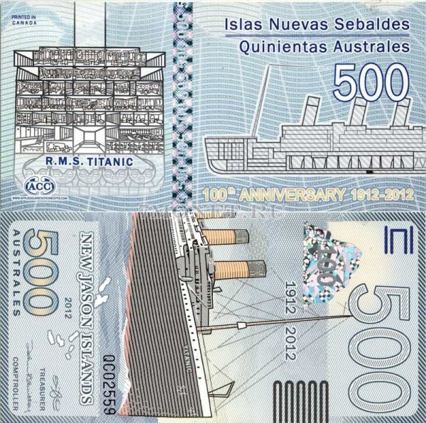 бона Острова Джейсона 500 аустрелей 2012 год Гибель парохода "Титаник"