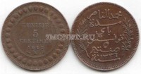 монета Тунис 5 сантимов 1917А год Мухаммед Аль-Назир