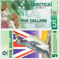 бона Антарктика 5 долларов 2011 год Британские антарктические территории пластик