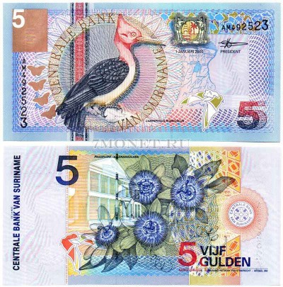 бона Суринам 5 гульденов 2000 год