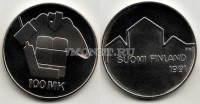 монета Финляндия 100 марок 1991 год Чемпионат мира по хоккею с шайбой