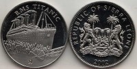 монета Cьерра-Леоне 1 доллар 2002 год Титаник