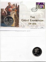 монета Гибралтар 1 крона 2001 год серия "Викторианская эпоха" - принц Альберт и всемирная выставка 1851 года с маркой в конверте