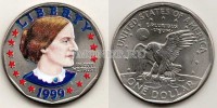 монета США 1 доллар 1999 год Сьюзен Браунелл Энтони, цветная