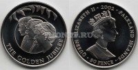 монета Фолклендские острова 50 пенсов 2002 год золотой юбилей Елизавета II, принц Чарльз, принц Уильям