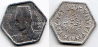 монета Египет 2 пиастра 1944 год Фарук I