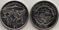 монета Либерия 1 доллар 1997 год Битва за Британию