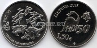 монета Литва 1,5 евро 2018 год 50 лет Дню физики (FiDi)