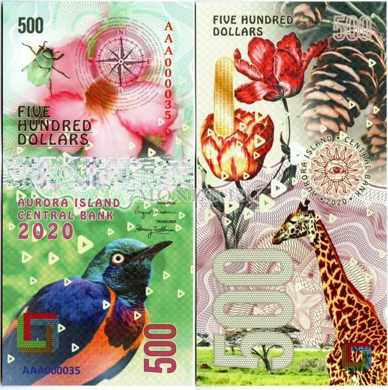 Бона Остров Аврора 500 долларов 2020 год - Флора и фауна