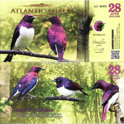 бона Атлантический лес (Южной Америки) 28 долларов 2016 год Аметистовый корот...