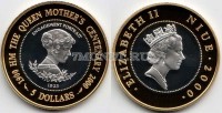 монета Ниуэ 5 долларов 2000 год 100-летие королевы-матери PROOF