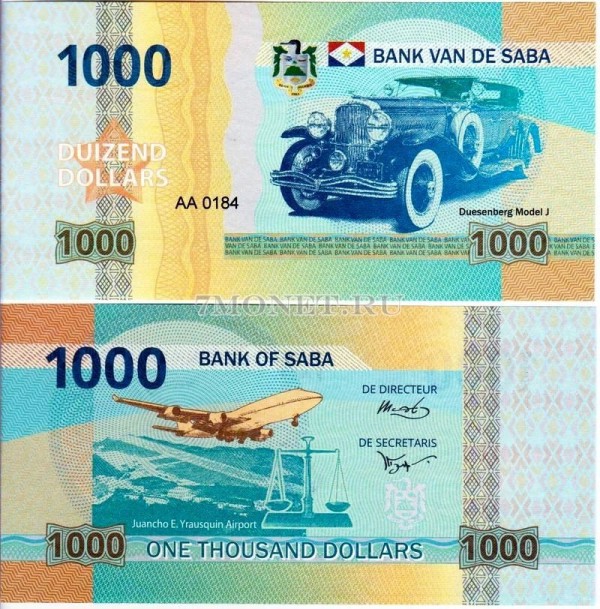 бона Остров Саба 1000 долларов 2015 год Duesenberg Model J