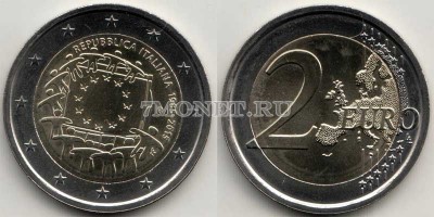 монета Италия 2 евро 2015 год Общеевропейская серия - 30 лет флагу Европы