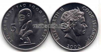 монета Острова Кука 5 центов 2000 год
