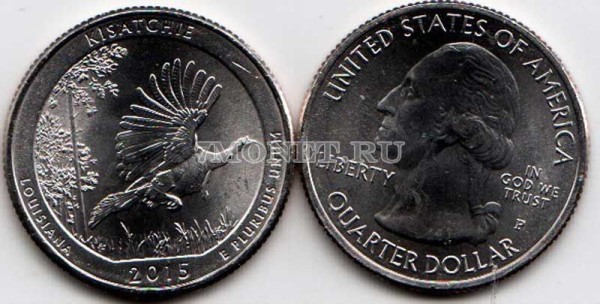 США 25 центов 2015Р год штат Луизиана Национальный лес Кисатчи, 27-й