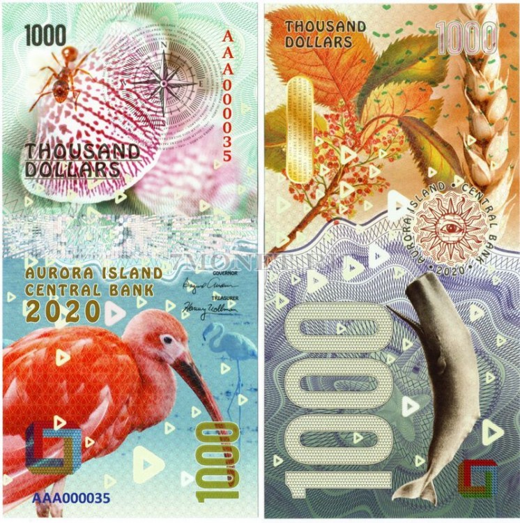 Бона Остров Аврора 1000 долларов 2020 год - Флора и фауна