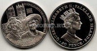 монета Фолклендские острова 50 пенсов 2002 год королева Елизавета II и королева-мать