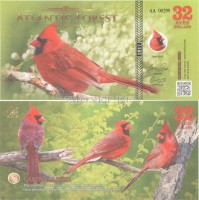 бона Атлантический лес (Южной Америки) 32 доллара 2017 год - Красный кардинал