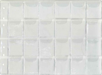 лист горизонтальный для 24 монет (с клапанами) размер ячейки 30х35 мм