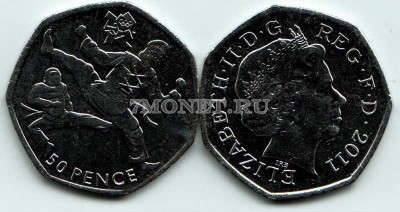 монета Великобритания 50 пенсов 2011 год Летние Олимпийские игры Лондон 2012 ...
