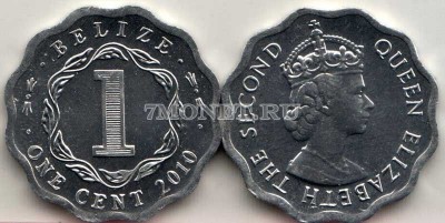 монета Белиз 1 цент 2010 год