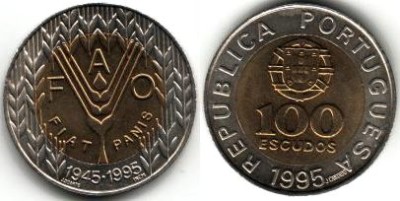 монета Португалия 100 эскудо 1995 год FAO