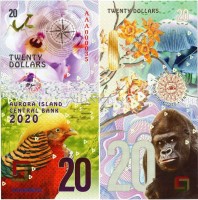 Бона Остров Аврора 20 долларов 2020 год - Флора и фауна