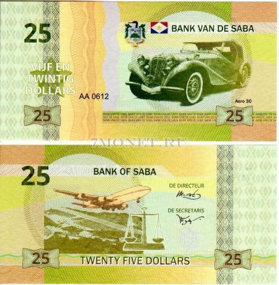 бона Остров Саба 25 долларов 2015 год Aero 30