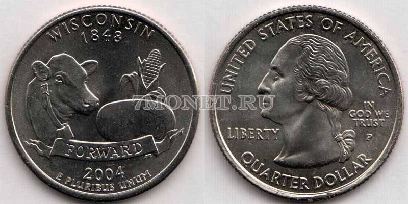 США 25 центов 2004 год Висконсин