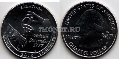 США 25 центов 2015Р год штат Нью-Йорк, Национальный парк Саратога, 30-й
