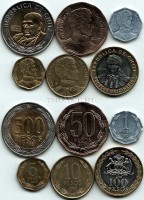 Чили набор из 6-ти монет 2002-2008 год