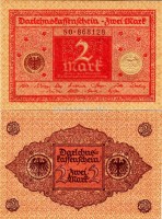 бона 2 марки Германия (Веймарская республика) 1920 год