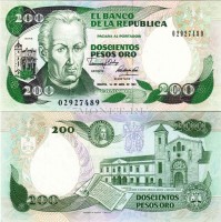 бона Колумбия 200 песо 1988-91 год